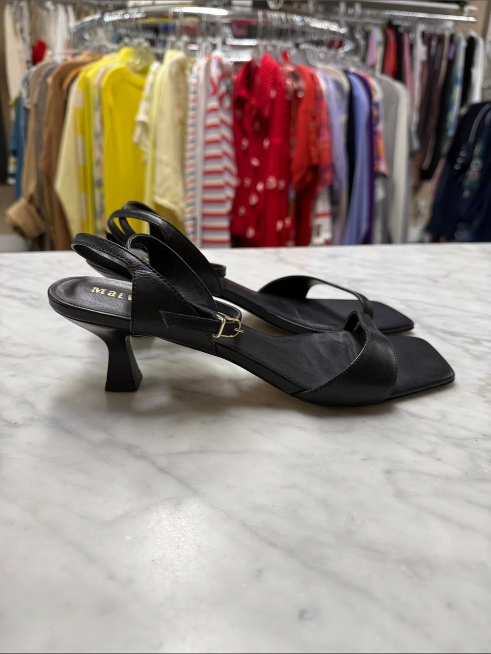 Anthropologie | Maeve Black Square Toe Kitten Heels Size 9 - Picture 2 of 12